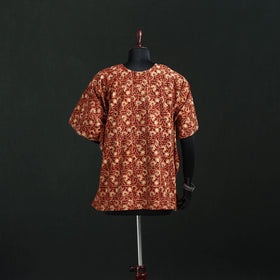 Maroon - Kalamkari Hand Block Print Natural Dyed Cotton Kaftan (Short) 22