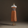Orange - Handpainted Srikalahasti Handloom Chanderi Silk Unstitched Kurta (2.3M) 12