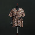 Brown - Kalamkari Hand Block Print Natural Dyed Cotton Kaftan (Short) 23