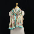 Ranihati Chanderi Silk Hand Embroidered Stole with Pom Pom 190