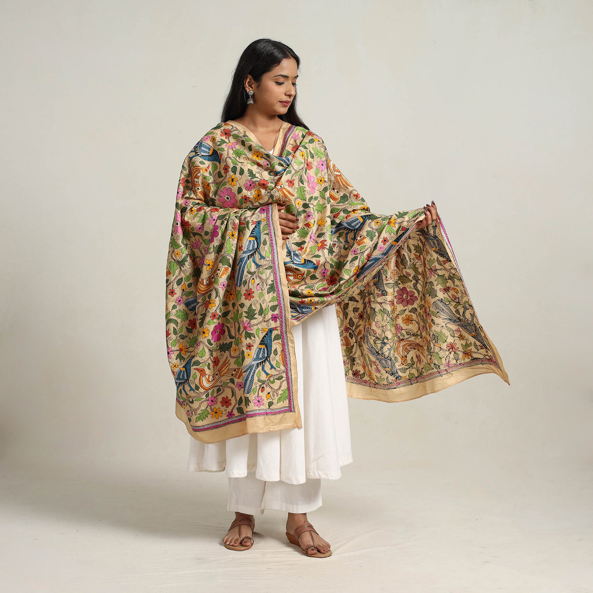 Bengal Handloom Silk Kantha Embroidery Dupatta 11