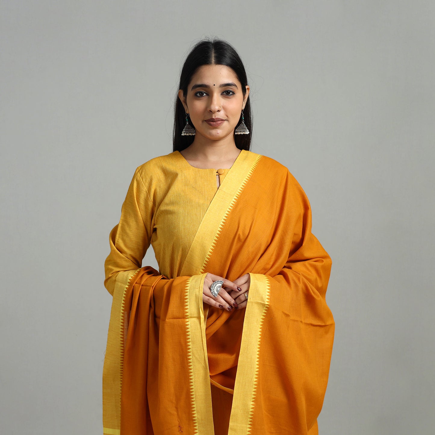 Buy Cotton Yellow Dharwad Kurta Set with Palazzo & Dupatta