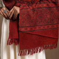 Kutch Handwoven Ajrakh Print Pure Wool Stole 32