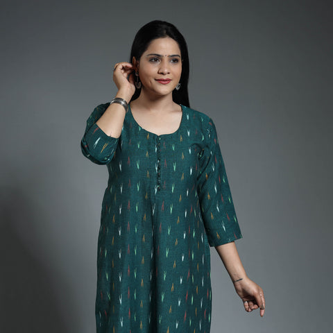 Buy Pochampally Ikat Weave Cotton Long Kurta Online at iTokri.com