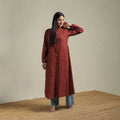 Ajrakh Hand Block Print Natural Dyed Cotton Button Down A-Line Long Kurta for women 03
