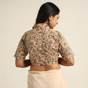 Beige - Pedana Kalamkari Block Printed Cotton Stitched Blouse 17