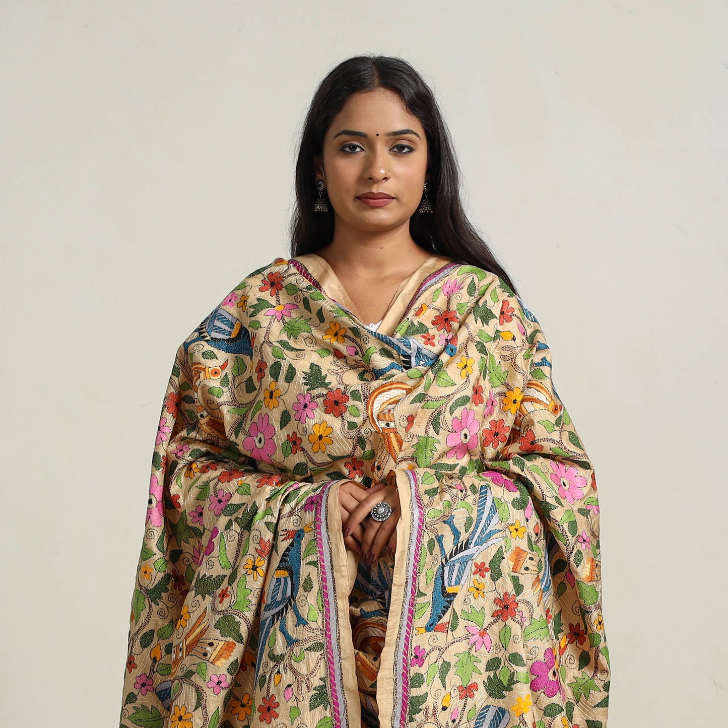 Bengal Handloom Silk Kantha Embroidery Dupatta 11