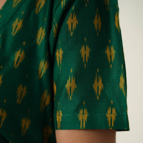 Green - Mercerized Cotton Flared Pochampally Ikat Dress 11