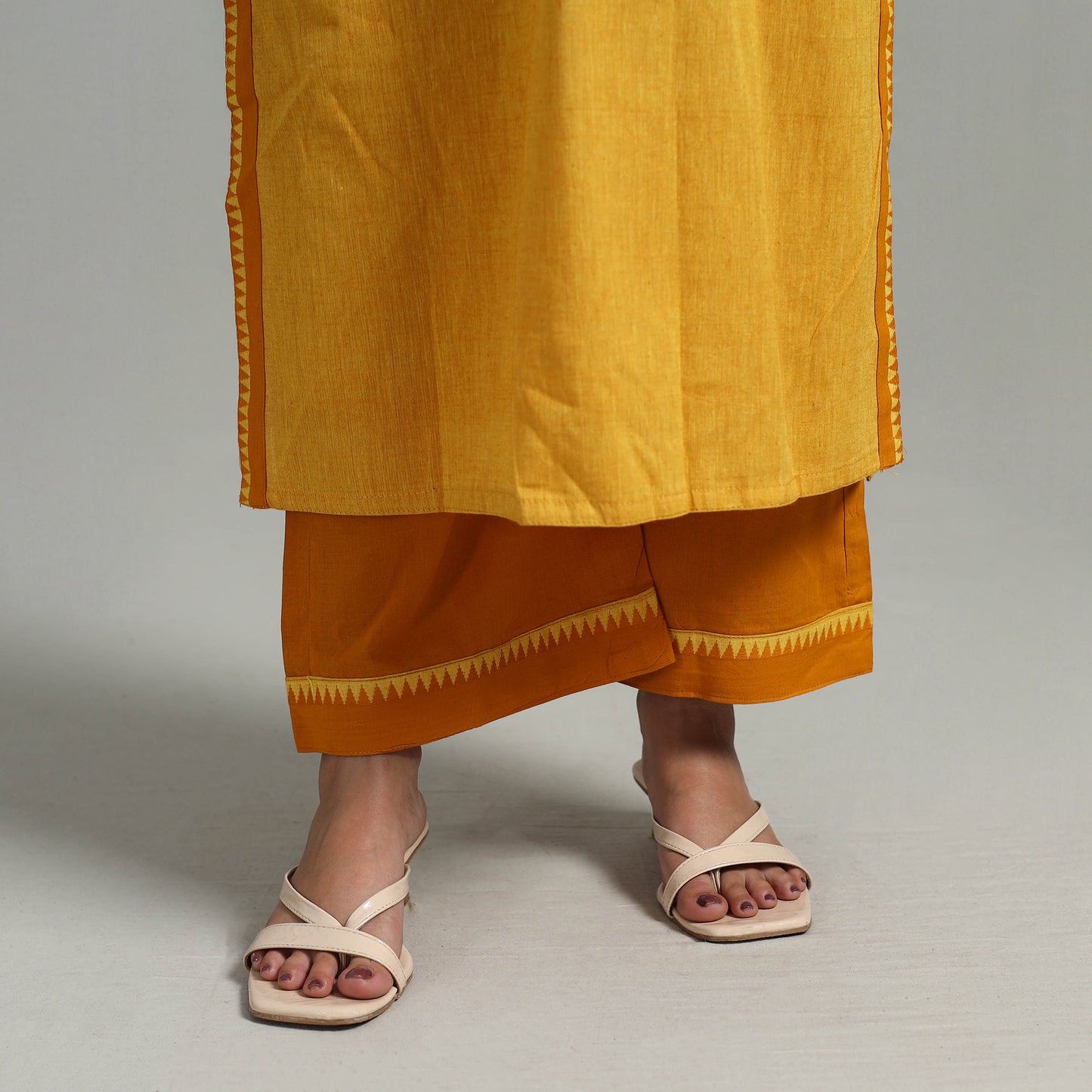 Buy Cotton Yellow Dharwad Kurta Set with Palazzo & Dupatta