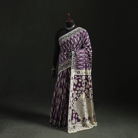 Purple - Kalamkari Printed Cotton Saree 53