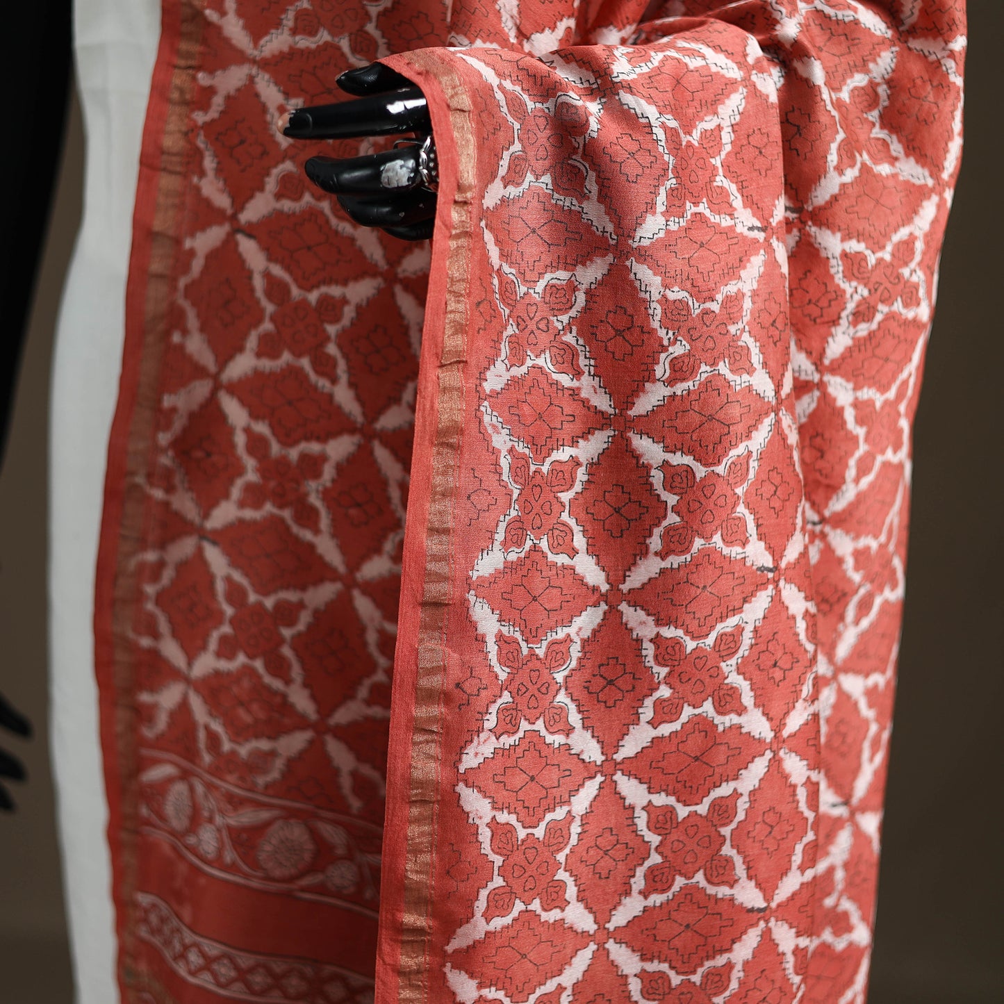 Akola Dabu Hand Block Print Chanderi Silk Handloom Dupatta 06