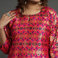 Dark Pink - Elegant Banarasi Brocade Silk Kurta with Pant Set