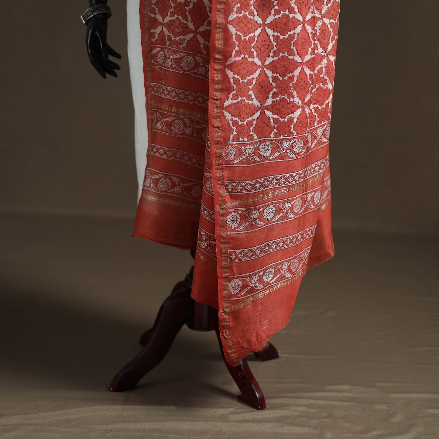 Akola Dabu Hand Block Print Chanderi Silk Handloom Dupatta 06
