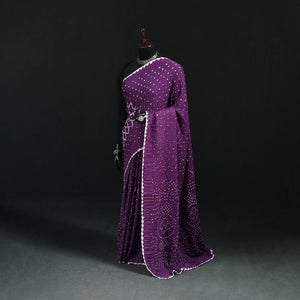 Purple - Kutch Bandhani Tie-Dye Cotton Saree 101