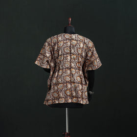 Brown - Kalamkari Hand Block Print Natural Dyed Cotton Kaftan (Short) 23