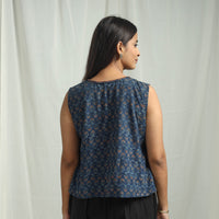 Blue - Ajrakh Block Printed Cotton Crop Top 16