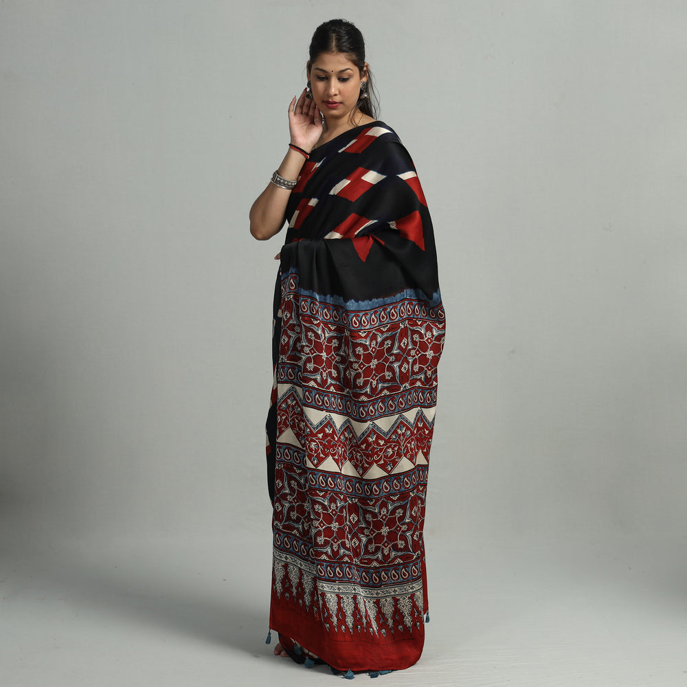 Ajrakh Modal Silk Saree