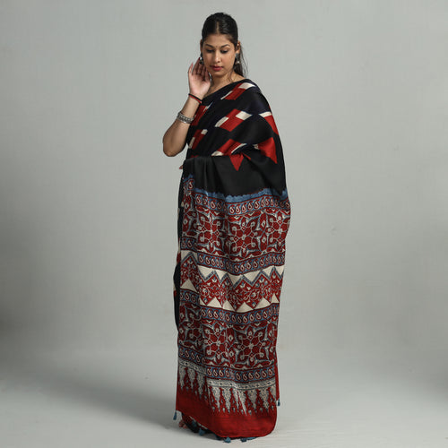 Ajrakh Modal Silk Saree