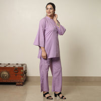 Purple - Plain Dyed Cotton Co-Ord Set 08