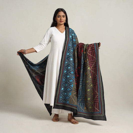 Bengal Handloom Silk Kantha Embroidery Dupatta 13