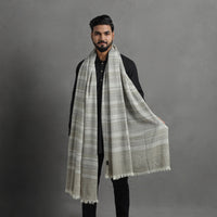 Grey - Kumaun Handwoven Pure Merino Wool Shawl for Men 07