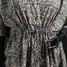 Gray - Kalamkari Hand Block Print Natural Dyed Cotton Kaftan (Short) 24