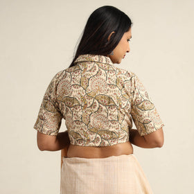 Buy Pedana Kalamkari Block Printed Cotton Stitched Blouse Online at iTokri.com