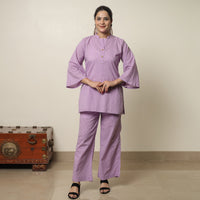 Purple - Plain Dyed Cotton Co-Ord Set 08