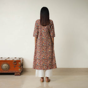 Red - Natural Dyed Block Print Cotton Kalamkari Kurta 12