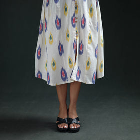 Pochampally Ikat Cotton Sleeveless Buttoned Down Long Dress for Women 13