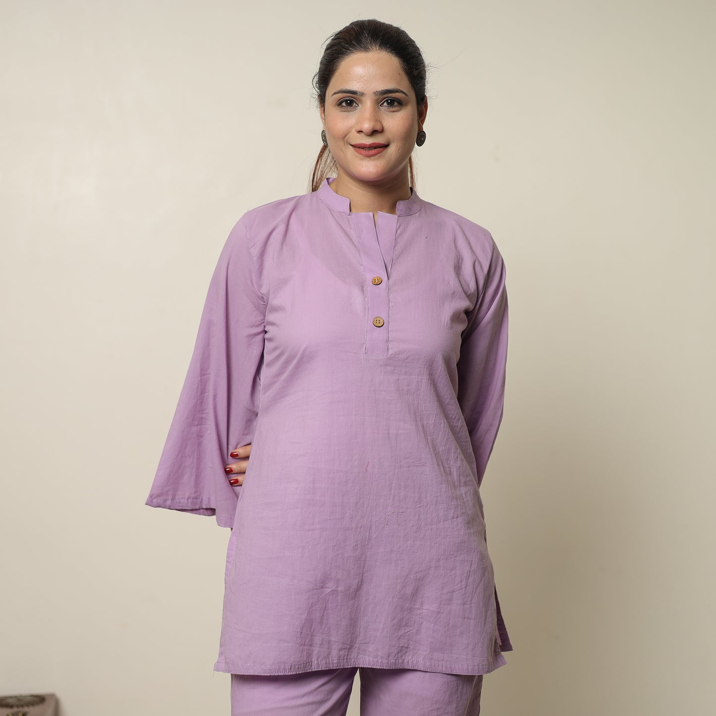 Purple - Plain Dyed Cotton Co-Ord Set 08