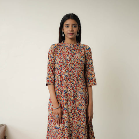 Red - Natural Dyed Block Print Cotton Kalamkari Kurta 12