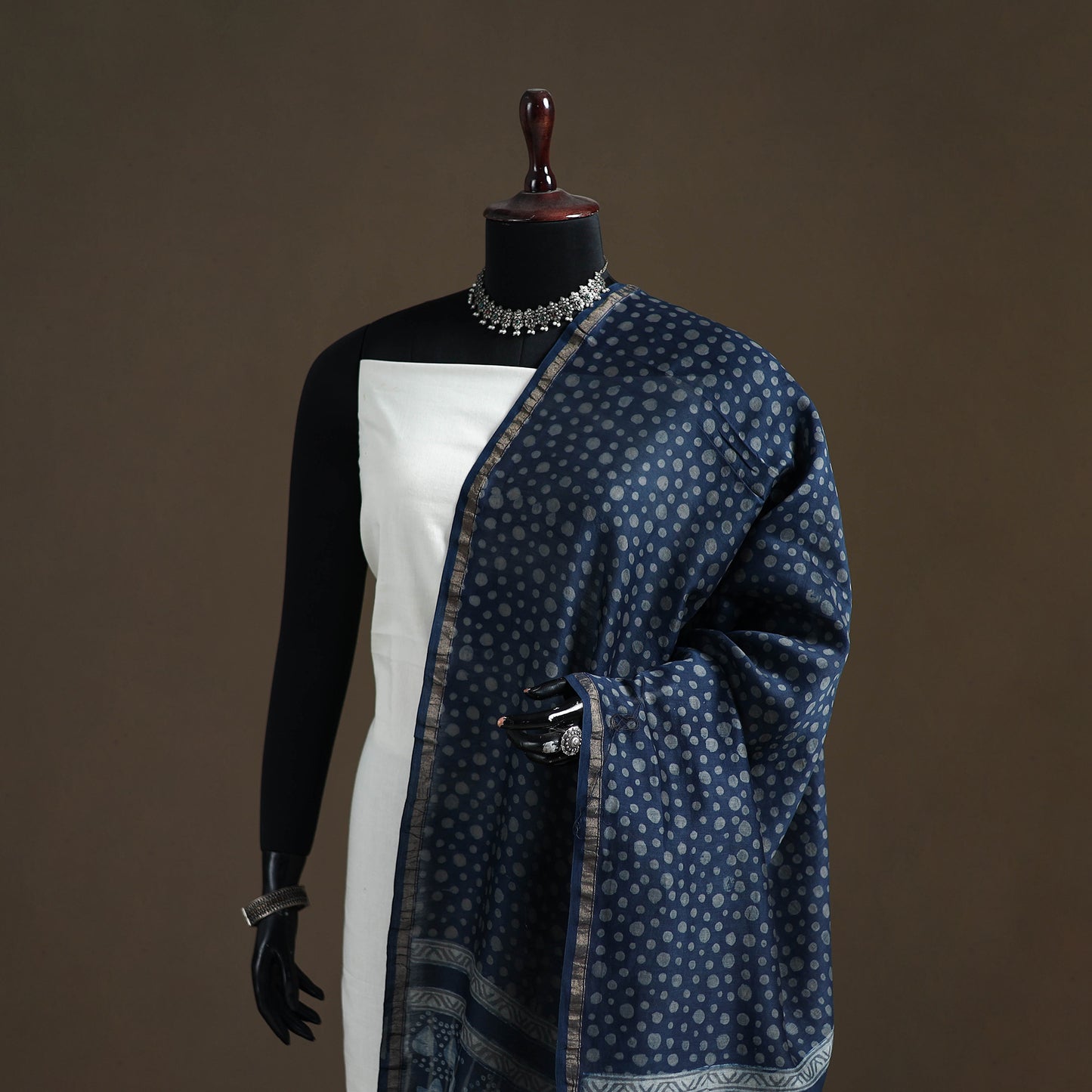 Akola Dabu Hand Block Print Chanderi Silk Handloom Dupatta 08