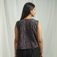 Blue - Ajrakh Block Printed Cotton Crop Top 12