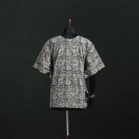 Gray - Kalamkari Hand Block Print Natural Dyed Cotton Kaftan (Short) 24