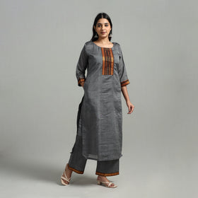 Buy Cotton Grey Dharwad Kurta Set with Palazzo & Dupatta