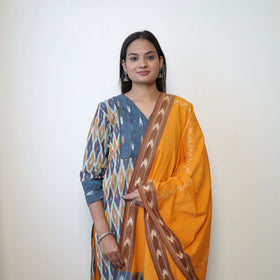 Buy Multicolor Handloom Cotton Pochampally Ikat Kurta Set