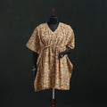 Beige - Kalamkari Hand Block Print Natural Dyed Cotton Kaftan (Short) 25