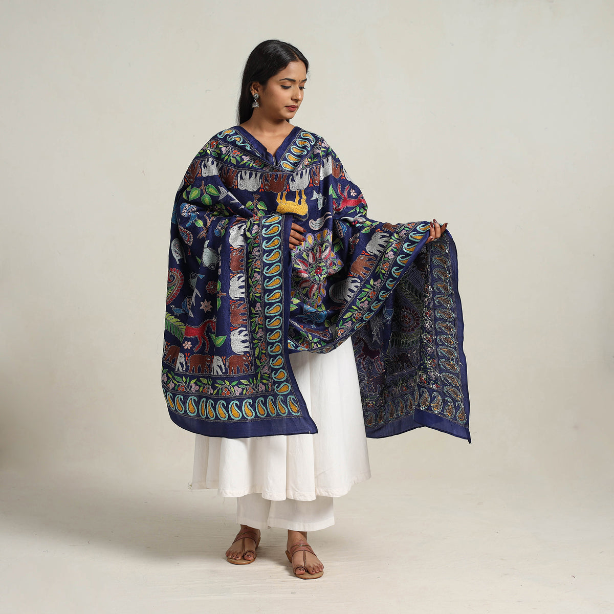 Bengal Handloom Silk Kantha Embroidery Dupatta 14