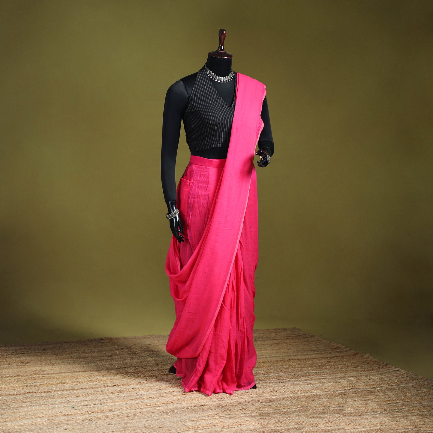 Plain Pure Mul Cotton Ready To Wear Saree 01