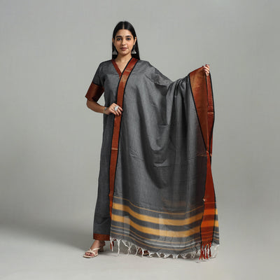 Grey - Cotton Dharwad Kurta Set with Palazzo & Dupatta 14