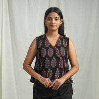 Black - Ajrakh Block Printed Cotton Crop Top 13