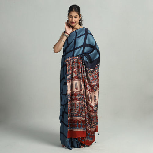 Ajrakh Modal Silk Saree