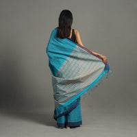 Blue - Bazaar Checks Cotton Handloom Saree 44