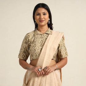 Beige - Pedana Kalamkari Block Printed Cotton Stitched Blouse 22