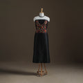 Black - Handpainted Srikalahasti Handloom Chanderi Silk Unstitched Kurta (2.3M) 16