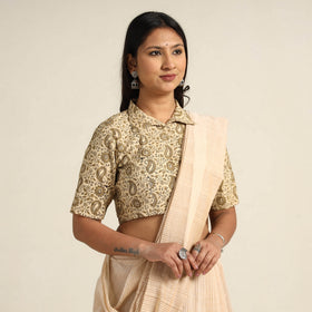 Beige - Pedana Kalamkari Block Printed Cotton Stitched Blouse 22