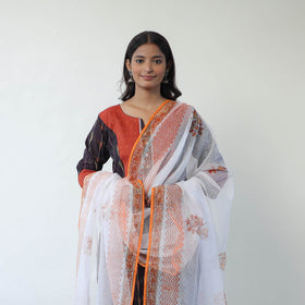 Black Handloom Cotton Pochampally Ikat Kurta Set with Dupatta