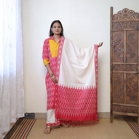 Pink - Handloom Cotton Pochampally Ikat Kurta Set 01