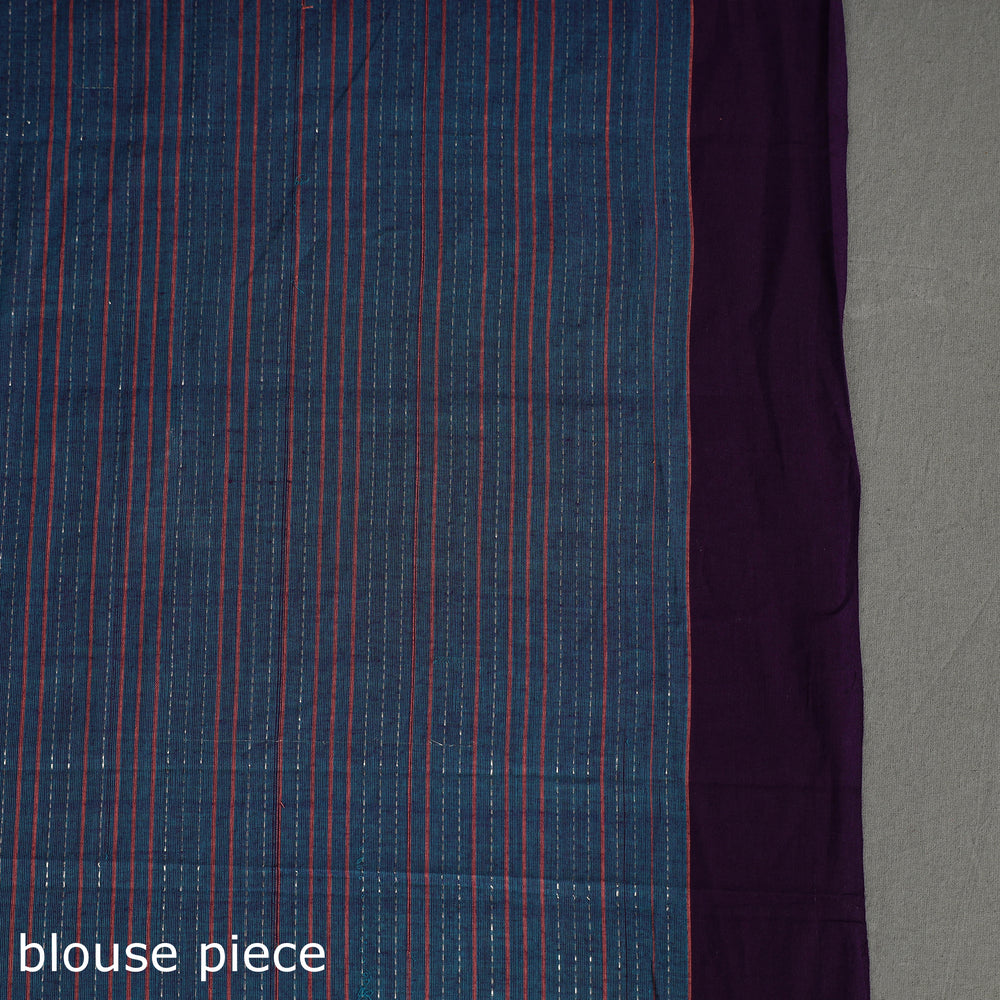 Blue - Bazaar Checks Cotton Handloom Saree 44